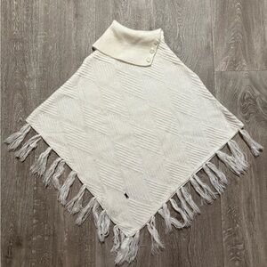 Elegant White Knit Poncho Wrap